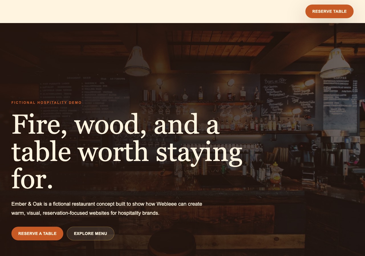 Ember & Oak demo website screenshot